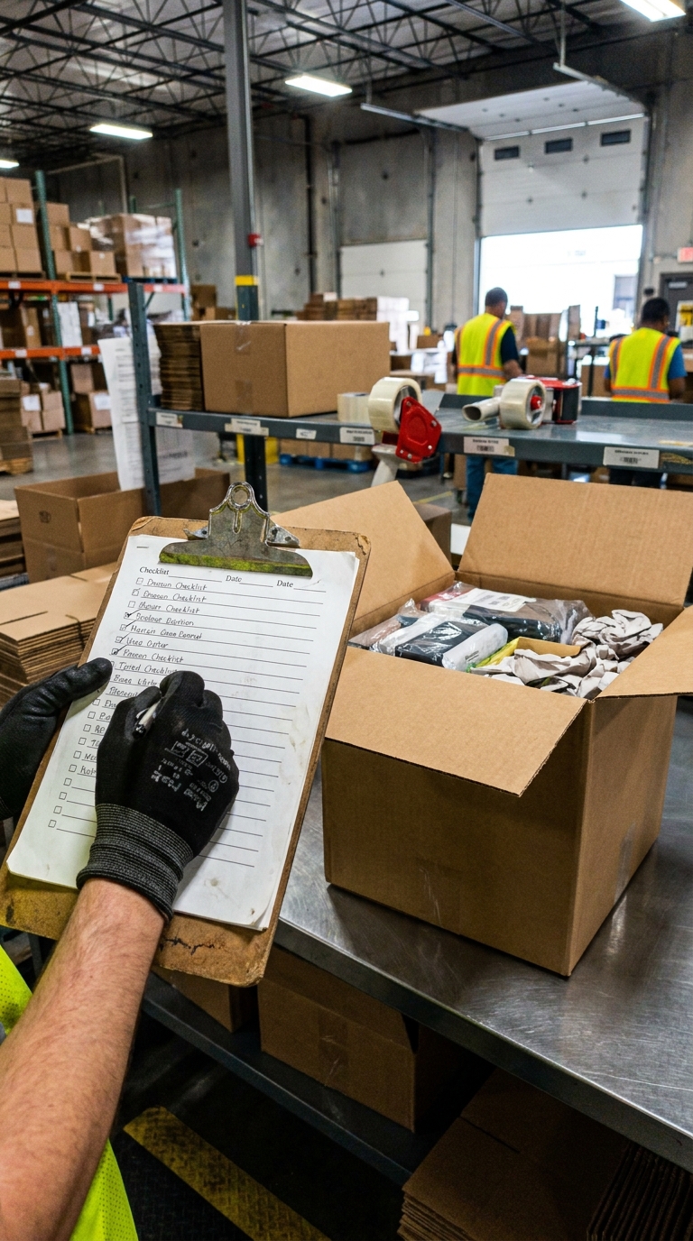 Paketleme kontrol listesindeki ürünler işaretleniyor