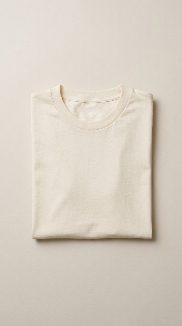 A neatly folded plain t-shirt