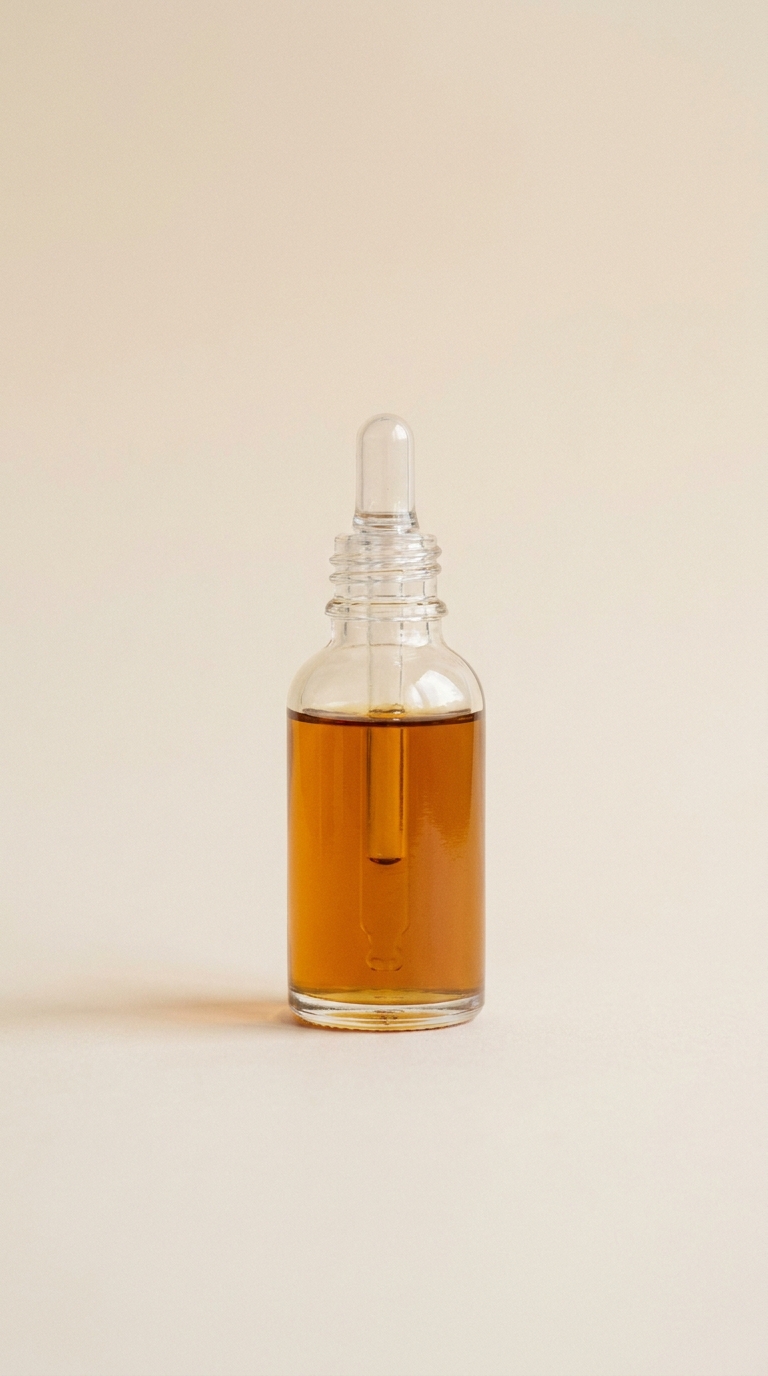 A small skincare bottle with a dropper