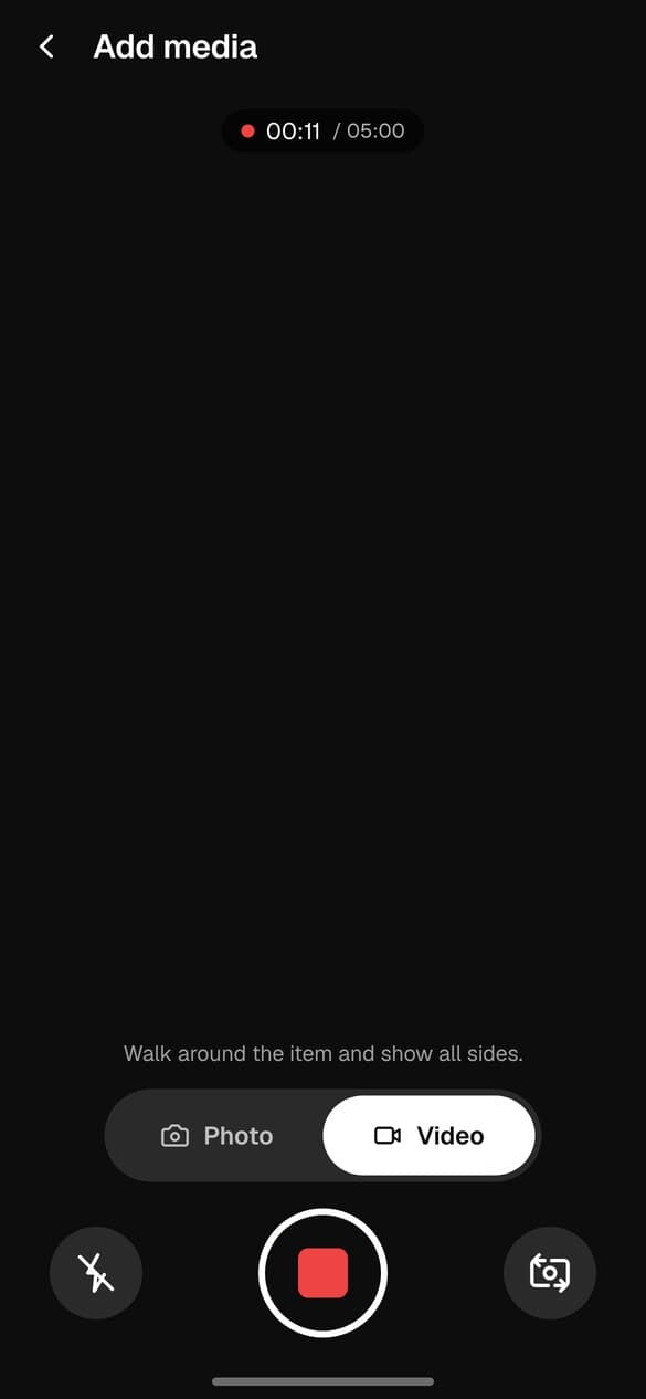 The recording screen in the PallasMark app.