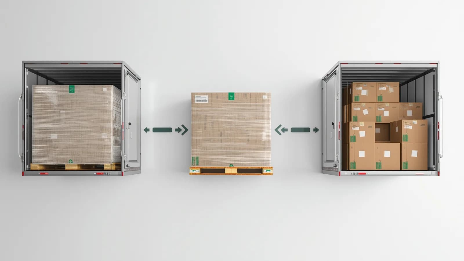 An editorial illustration of a pallet moving through three zones, an inbound dock, storage racks and an outbound trailer, with a document marker at each boundary showing where custody changes.